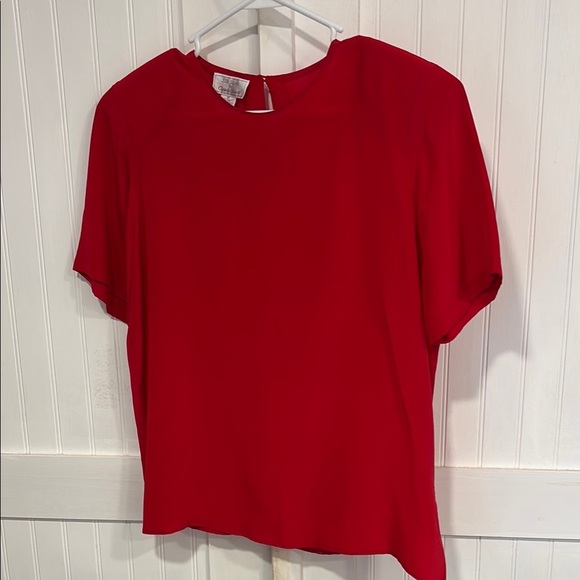 Silk studio by Claude Bennett: 100% silk bright red, vintage 80’s top size 12 - Picture 1 of 7